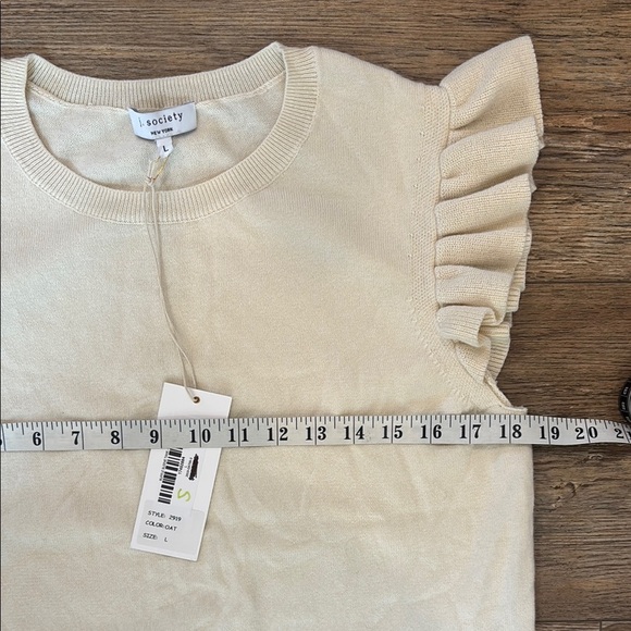 J. Society Women's Size Large Cream 100% Cotton Ruffle Tank NWT - Picture 9 of 13
